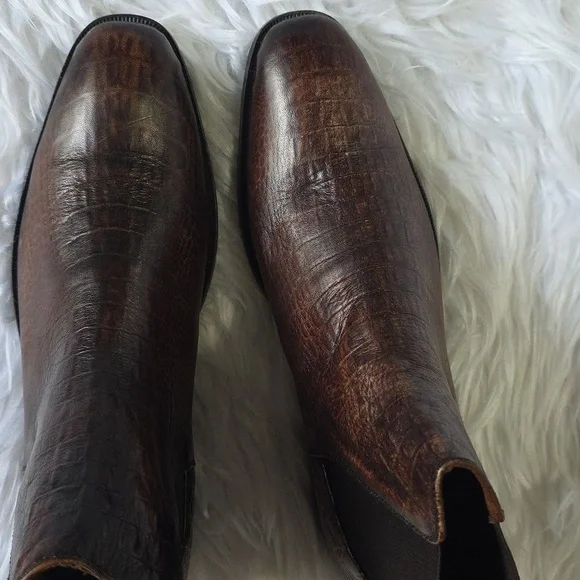 Crocodile Pattern Men's Leather Boots - Picture 9 of 16